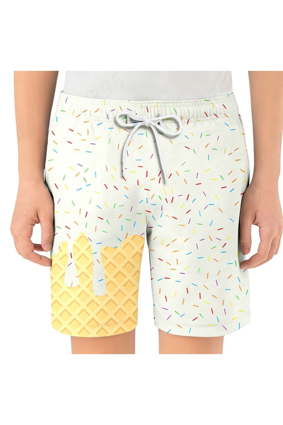 Size 5 Boys Shorts Boys Summer Swim Trunks With Ice Print Beach Shorts For Kids Playground Outdoor Activities