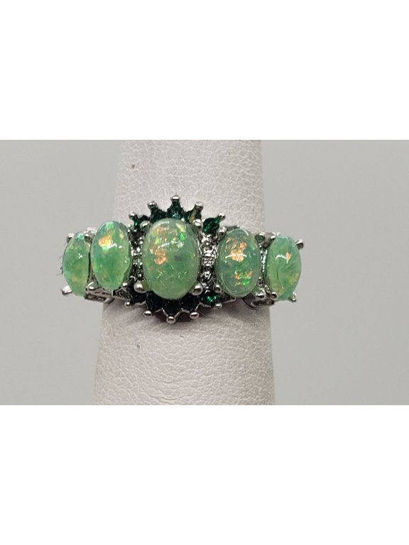 Size 5, Green Fire Opal Topaz Ring
