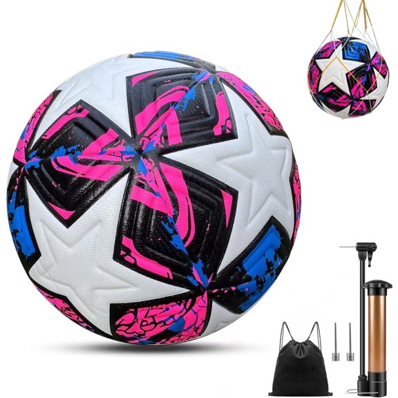 Size 5 Official Match Soccer Ball, Waterproof PU Leather, Seamless Design Ideal for Regular Leagues and a Wonderful Birthday Gift