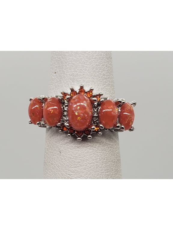 Size 5, Orange Fire Opal Topaz Ring