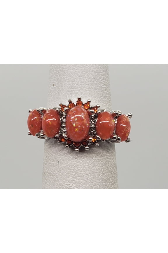 Size 5, Orange Fire Opal Topaz Ring