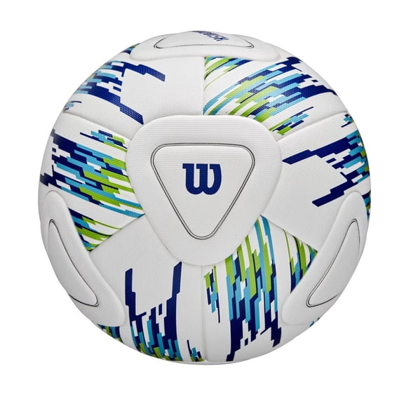 Size 5 Soccer Ball White/Blue/Green - 9 Inch Synthetic Leather Football with Butyl Bladder