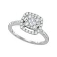 thumbnail image 1 of Size - 5 - Solid 14k White Gold Princess Cut Round White Diamond Engagement Ring OR Fashion Band Invisible & Prong Set Square Shape Solitaire Shaped Halo Ring (1/2 cttw), 1 of 2