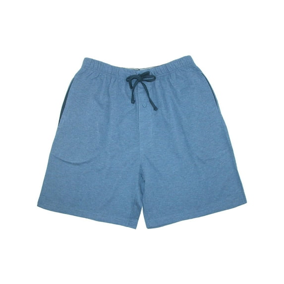 Size 5X Mens Big & Tall Jersey Knit Cotton Button Fly Pajama Sleep Shorts, Blue