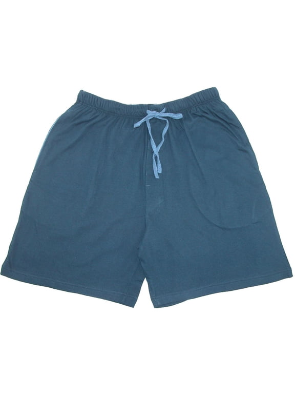 Size 5X Mens Big & Tall Jersey Knit Cotton Button Fly Pajama Sleep Shorts, Navy