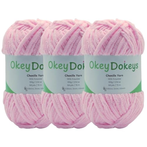 Size 6 Chenille Yarn 10.5oz/300g 192yds/210m, Cotton Cany Pink, Color 1