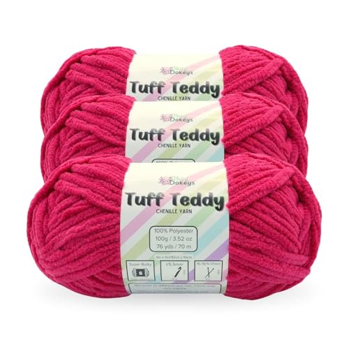 Size 6 Chenille Yarn 10.5oz/300g 192yds/210m, Fruit Punch Pink, Color 38