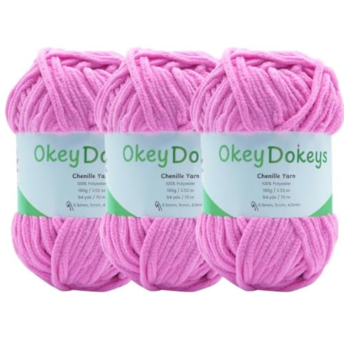 Size 6 Chenille Yarn 10.5oz/300g 192yds/210m, Ice Cream Pink, Color 2
