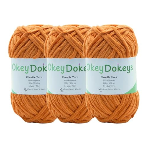 Size 6 Chenille Yarn 10.5oz/300g 192yds/210m, Pumpkin Orange, Color 9