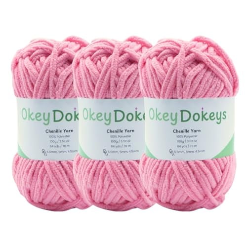 Size 6 Chenille Yarn 10.5oz/300g 192yds/210m, Sweet Pink, Color 25