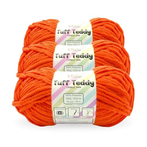 Size 6 Chenille Yarn 10.5oz/300g 192yds/210m, Traffic Cone Orange