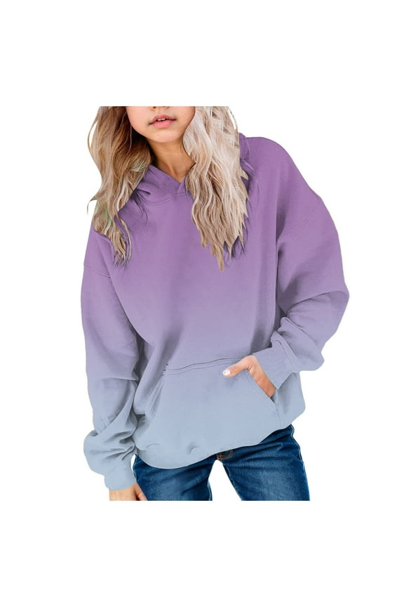 Size 6 Girls Clothes Girl Hoodie Girls' Hoodies Sweatshirts Fleece Color Block Pullover Crop Tops for Teen Girls Long Sleeve Sweater