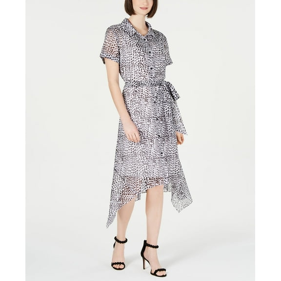 Julia Jordan Animal Print Shirtdress Ivory And Black 6