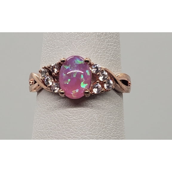 Size 6, Pink Fire Opal Topaz Rose Gold Ring