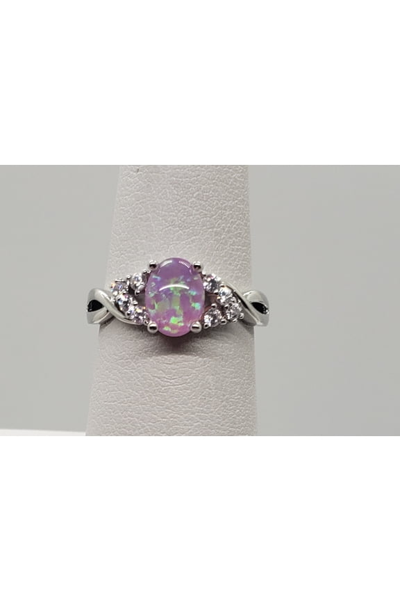 Size 6, Pink Fire Opal Topaz Sterling Silver Ring