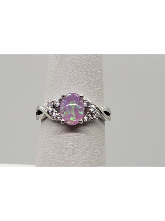 Size 6, Pink Fire Opal Topaz Sterling Silver Ring