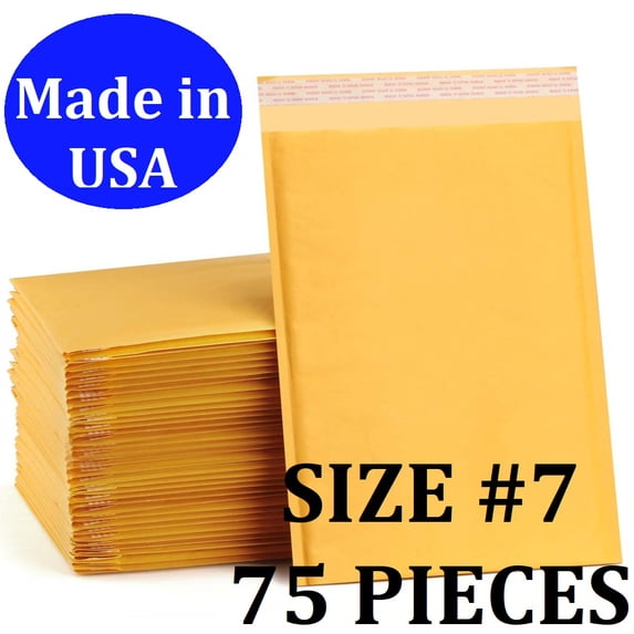 Size #7 (14.25"x19" Interior) Kraft Bubble Mailers with Self Seal- 75 QTY (Value Case) Fast Shipping!