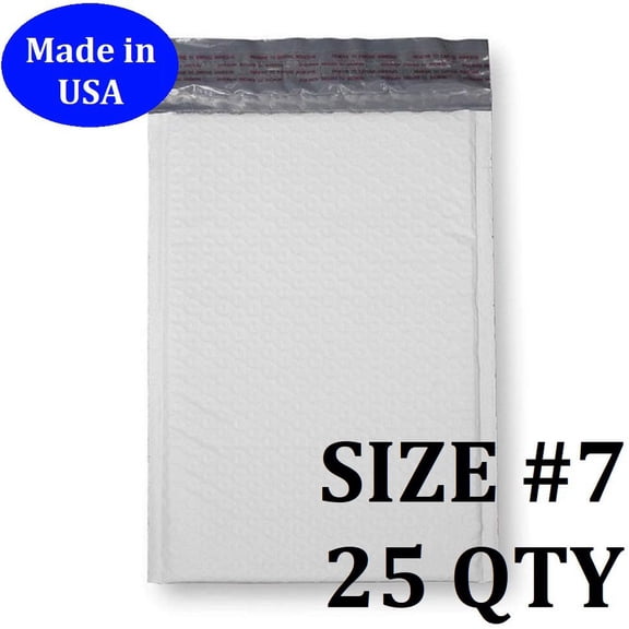 Size #7 (14.25"x19" Interior) Poly Bubble Mailers with Self Seal- 25 QTY Fast Shipping!