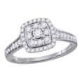 thumbnail image 1 of Size 7 - 14k White Gold Round Diamond Halo Cluster Bridal Wedding Band Engagement Ring 5/8 Cttw, 1 of 2