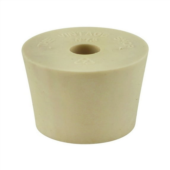 Homebrewstuff Size 7.5 Drilled Rubber Stopper (1.56 in / 39.6 mm Top Diameter) for Carboys and Fermenters for Home Beer and wine making