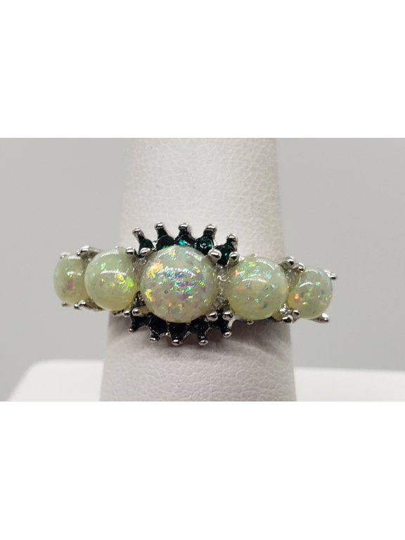 Size 7.5, Green Fire Opal Topaz Ring