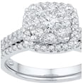 thumbnail image 1 of Size - 7.5 - Solid 10k White Gold Round White Diamond Bridal Flower Halo Engagement Ring with Matching Wedding Band (1/2 cttw), 1 of 2