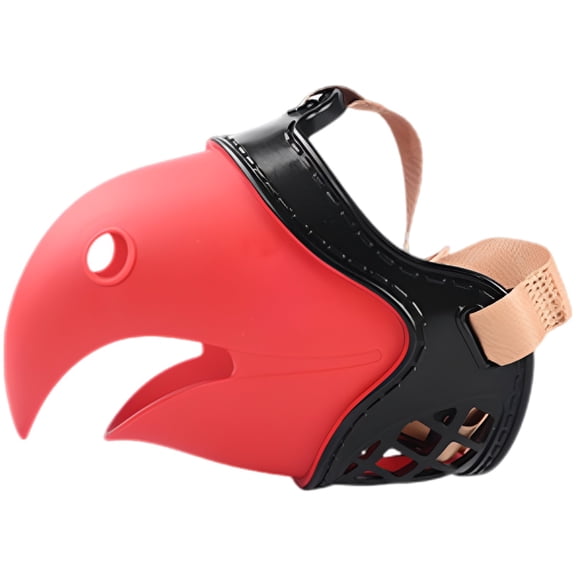 Size 7 Parrot Beak Dog Mouth Guard for 33.1-44.1 lbs Dogs, Adjustable Anti-Biting Barking Chew Prevention Mouth Guard, Black Red TPR Material, 15.7 x 5.1 x 4.7 in