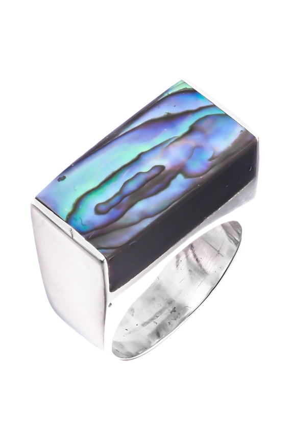 Size 7 Paua Abalone Shell Handmade 925 Sterling Silver Ring