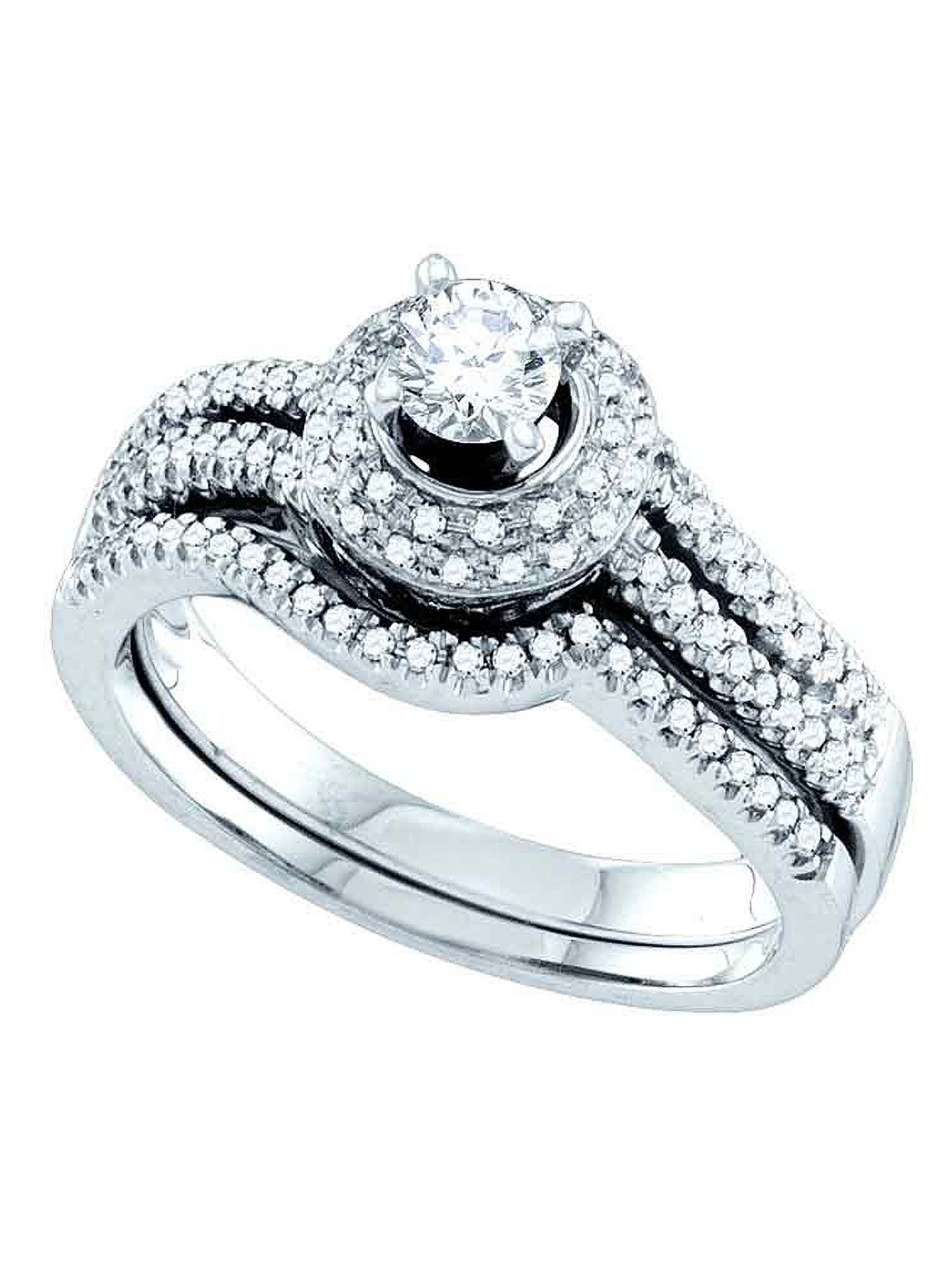 Size 8 - 14k White Gold Round Diamond Bridal Wedding Engagement Ring ...