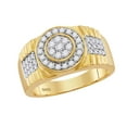 thumbnail image 1 of Size 8.5 - 10k Yellow Gold Mens Round Diamond Concentricle Circle Flower Cluster Ring 7/8 Cttw, 1 of 2