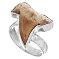 thumbnail image 1 of Size 8 Adjustable Moroccan Shark Tooth Fossil 925 Sterling Silver Ring, 1 of 3
