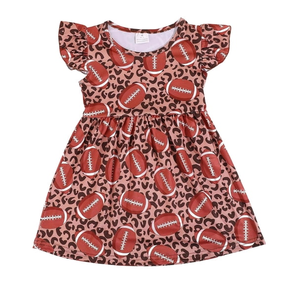 Size 8 Girls Dresses , Girl Dress Size 10,Girls Casual Baseball Print Flounce Dress Playful Summer Outfit For Toddler And Kids