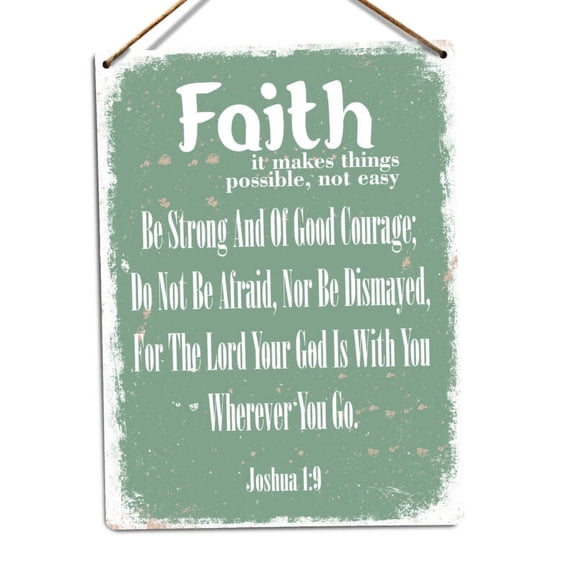 Size: 8x12 inches Metal Wall Sign Faith Makes Things Impossible GREEN God Religious Quote