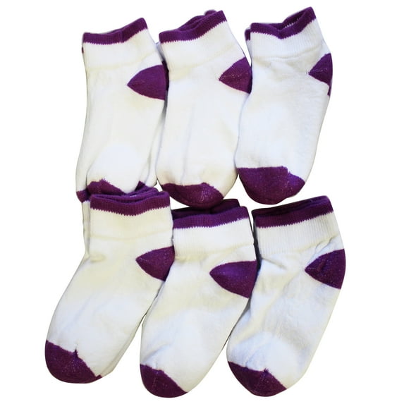Size 9-2 1/2 Girls Ankle Cut Pink Toe and Heel Socks (6 Pairs)