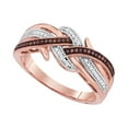 thumbnail image 1 of Size 9.5 - 10k Rose Gold Round Red Diamond Crossover Band Ring 1/6 Cttw, 1 of 2