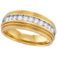 thumbnail image 1 of Size - 9.5 - Solid 10k Yellow Gold Round White Diamond Men's Channel Set Wedding Band OR Fashion Ring (1/2 cttw), 1 of 2