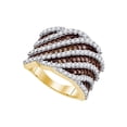 thumbnail image 1 of Size - 9 - Solid 10k Yellow Gold Round Chocolate Brown And White Diamond Channel Set Curved Wedding Band OR Fashion Ring (1.85 cttw), 1 of 2