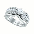 thumbnail image 1 of Size - 9 - Solid 14k White Gold Round White Diamond Bridal Solitaire Engagement Ring with Curved Matching Wedding Band (.42 cttw), 1 of 2