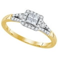 thumbnail image 1 of Size - 9 - Solid 14k Yellow Gold Princess Cut Round White Diamond Engagement Ring OR Fashion Band Invisible Set Square Shape Solitaire Shaped Halo Ring (1/3 cttw), 1 of 2
