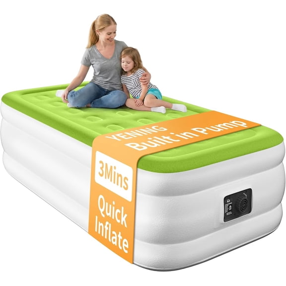 Size Air Mattress with Built in Pump Raised Single Inflatable Bed Blow up Mattressith Camping Airbed 18 Inch Tall