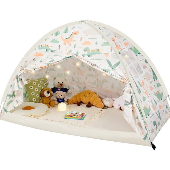 Size Bed Canopy,  Bed Tent Indoor with  Lights,  Space Blackout Sleeping Tents, Indoor Breathable Portable Floor Bed Tent for Boys and Girls, Dinosaur
