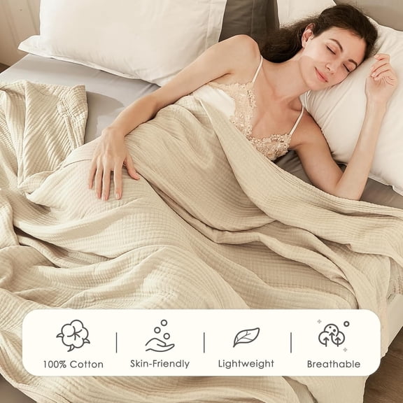 Size Blanket Soft Muslin Bedspread Lightweight Breathable All Season Gauze Coverlet for Bed