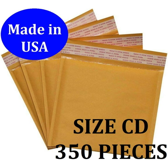 Size #CD (7.25"x7" Interior) Kraft Bubble Mailers with Self Seal- 350 QTY (Value Case) Fast Shipping!