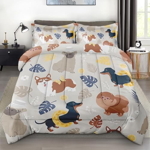 Size Comforter Set with 2 Pillowcases Butterfly Pink Colorful Flower Bedding Set r Funny Leaf Rose Summer Bedroom Bed Set for Kids and Adults