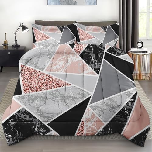 Size Comforter Set with 2 Pillowcases Flower Pink Rose Floral Bedding Set r Vintage Botanical Leaf Leaves Bedroom Bed Set for Kids and Adults