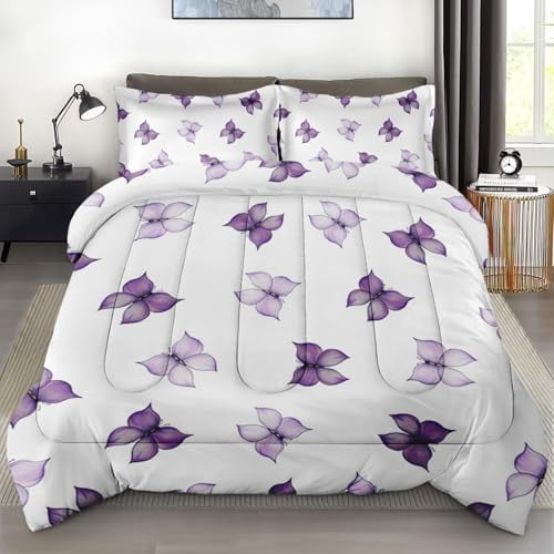 Size Comforter Set with 2 Pillowcases Flower Pink Rose Floral Bedding Set r Vintage Botanical Leaf Leaves Bedroom Bed Set for Kids and Adults