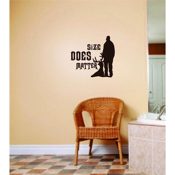 Size DOES Matter Buck Hunter Picture Art Graphic Sticker Vinyl Decals For Walls 14 X 14 Inches
