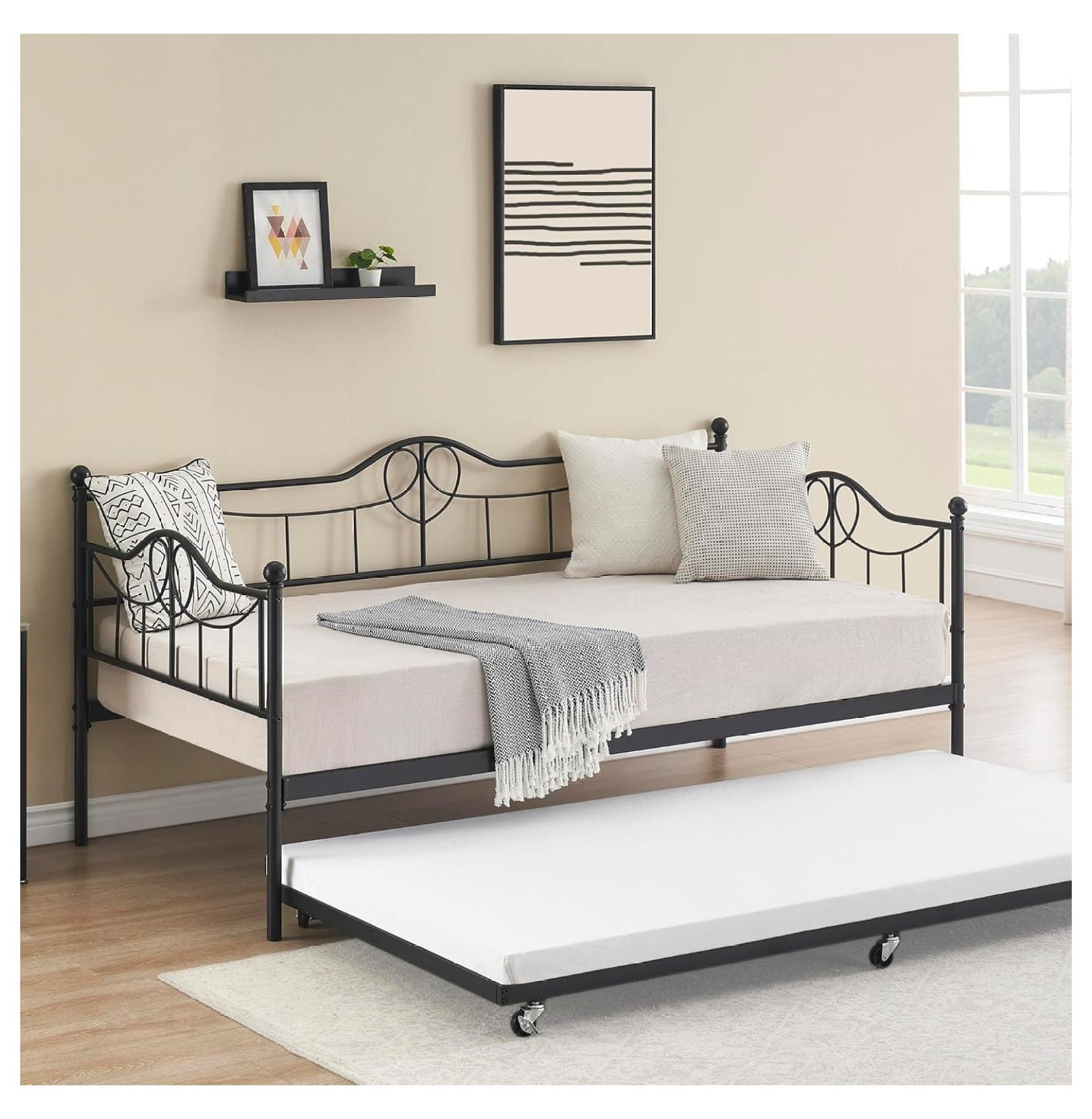Size Daybed with Trundle, Daybed with Pull Out Trundle Set, Bed Frame