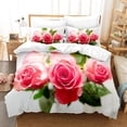 thumbnail image 1 of Size Full Beds Single For 3PCS Set Bedding Floral Pink Cover Comforters Bed Double Set Cover Duvet Quilt Rose, 1 of 7