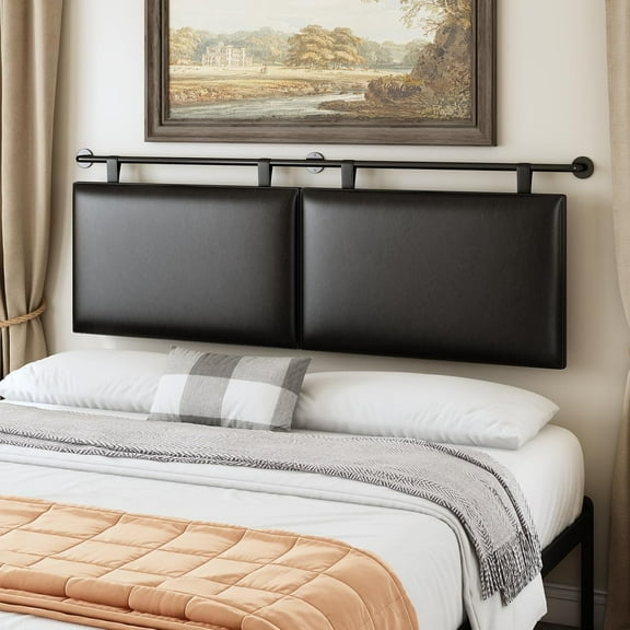 Size Headboards Wall Mounted Bed Headboard with Only Black   Boards, Industrial Pipe for  (Black, )